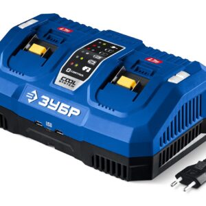 ЗУБР Turbo CHARGE, 20 В, 2 порта, 2 х 9 А, зарядное устройство для LMS АКБ, ПРОФЕССИОНАЛ (TC-20-2)