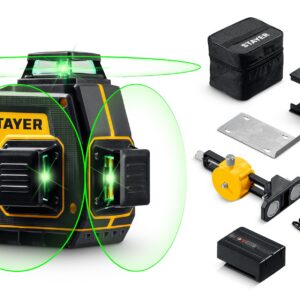 STAYER SL-3D #2, 50м, точн. +/-0,5 мм/м, зеленый лазерный нивелир, микролифт, держатель (34963-2) — изображение 1