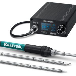 KRAFTOOL KPI-10, 50 - 480°C, 100 Вт, 3 жала Т12, программируемая паяльная станция (55343)