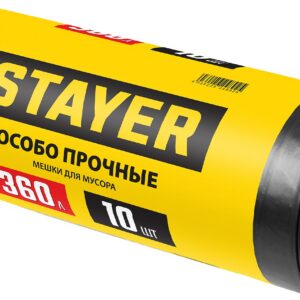 STAYER HEAVY DUTY, 360 л, 10 шт, черные, особопрочные, строительные мусорные мешки (39157-360)