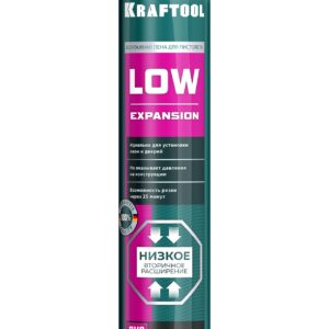 KRAFTOOL LOW EXPANSION, 800 мл, пистолетная, всесезонная, SVS, не залипающий клапан, выход до 50 л, монтажная пена (41181)