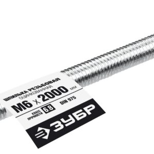 ЗУБР DIN 975, кл. пр. 6.8, М6 x 2000 мм, резьбовая шпилька, 1 шт, Профессионал (30336-06-2)