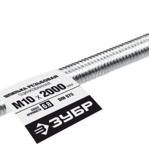 ЗУБР DIN 975, кл. пр. 6.8, М10 x 2000 мм, резьбовая шпилька, 1 шт, Профессионал (30336-10-2) — изображение 1