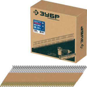 ЗУБР SN34 (D34) 50 х 2.8 мм, реечные гвозди рифленые оцинкованные, 5000 шт (305399-50) — изображение 1
