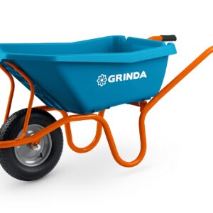GRINDA GP-21, ударопрочный пластиковый кузов, 110 л, 180 кг, одноколесная, пневматическое колесо, тачка садовая PROLine (422408) — изображение 1