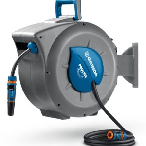 GRINDA HRA-30, шланг 30м x 1/2″, на поворотном кронштейне настенная, поливочный набор 4 предмета, катушка автоматическая со шлангом ProLine (428471) — изображение 1