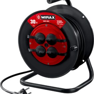 MIRAX ПВС, 3 х 2.5 мм2, 30 м, 3500 Вт, IP44, силовой удлинитель на катушке (55051-30) — изображение 1