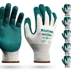 KRAFTOOL MaxGrip, L-XL, х/б перчатки с текстурированным нитриловым обливом, 15 класс, 10 пар (11243-K10)