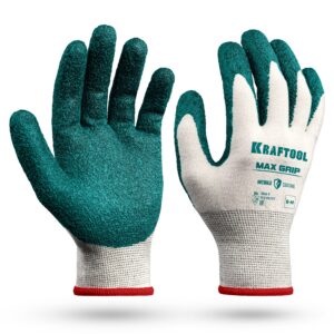 KRAFTOOL MaxGrip, S-M, х/б перчатки с текстурированным нитриловым обливом, 15 класс (11243-S) — изображение 1